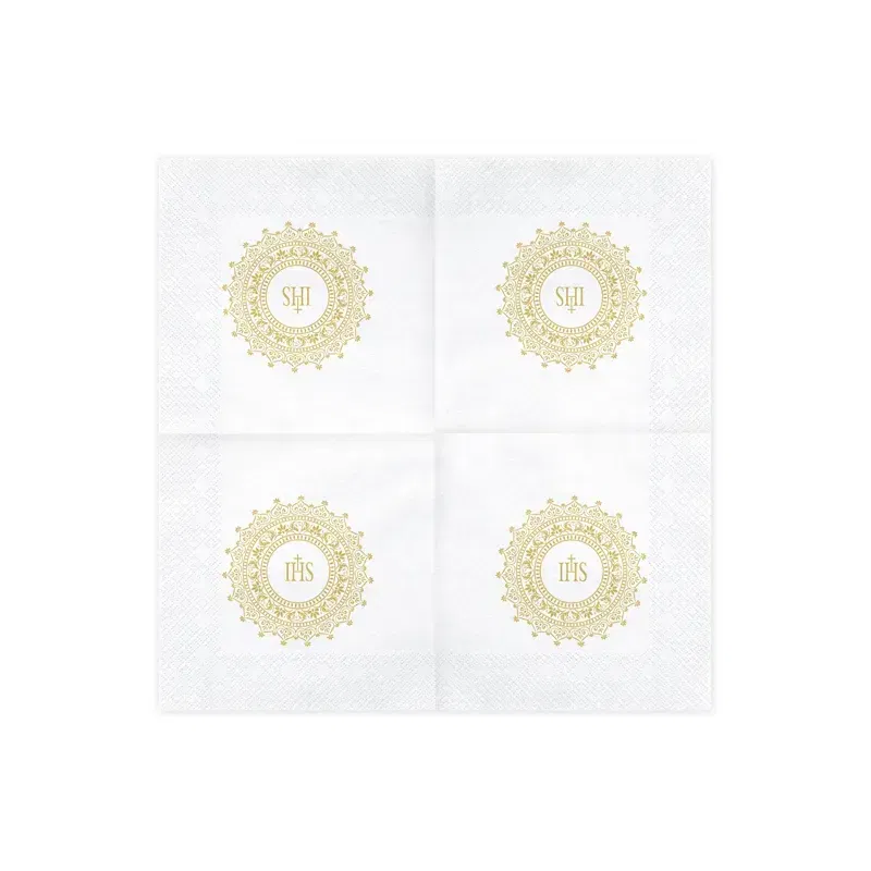 Serwetki Komunijne IHS, 33x33cm, złoty Serwetki Komunijne IHS, 33x33cm, złoty