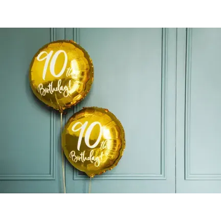 Balon Foliowy 90th urodzinowy, złoty Balon Foliowy 90th urodzinowy, złoty