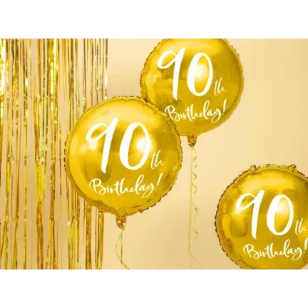 Balon Foliowy 90th urodzinowy, złoty Balon Foliowy 90th urodzinowy, złoty