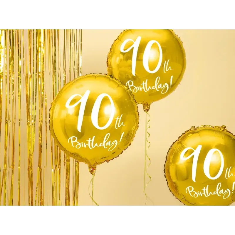 Balon Foliowy 90th urodzinowy, złoty Balon Foliowy 90th urodzinowy, złoty