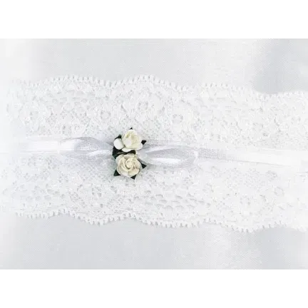 Poduszka pod obrączki, biały, 16 x 16cm, białe różyczki