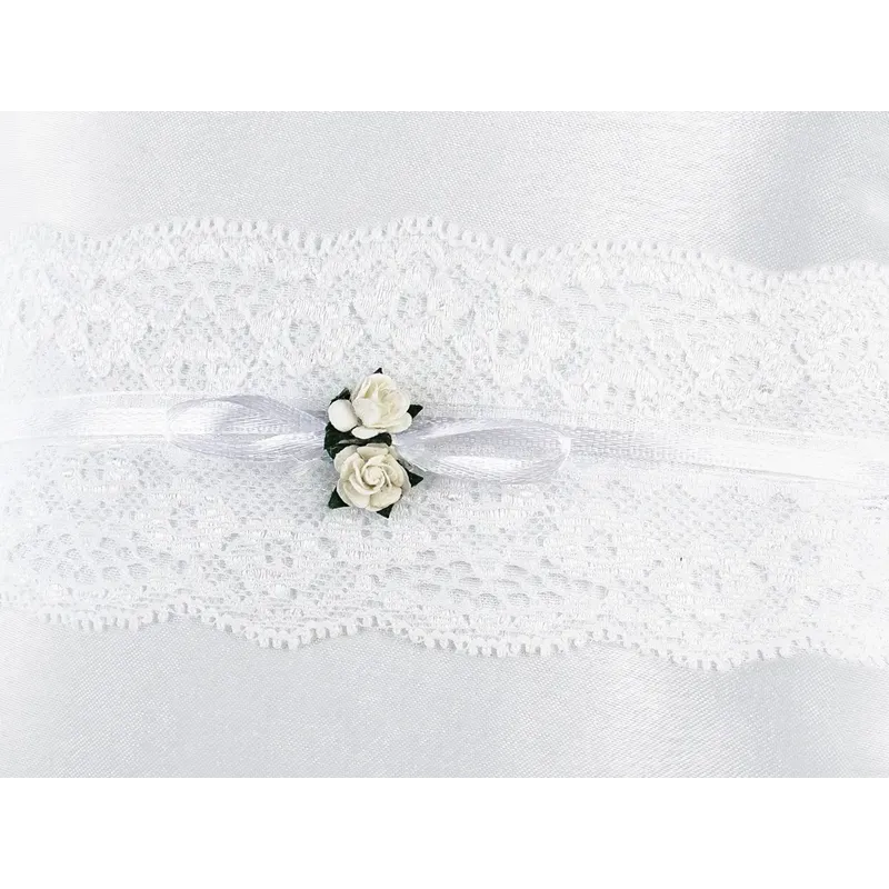 Poduszka pod obrączki, biały, 16 x 16cm, białe różyczki