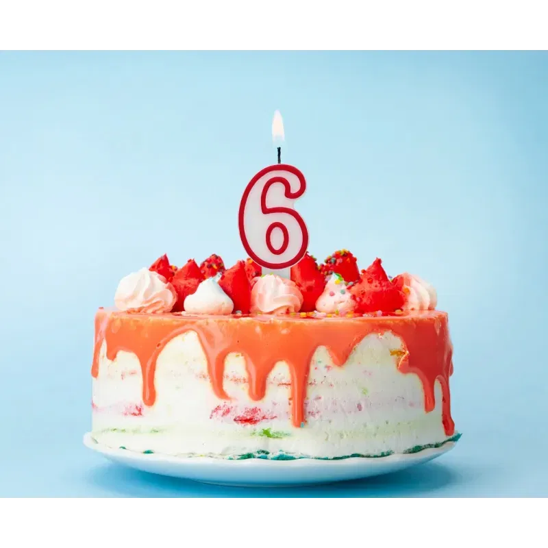 Cyfra "6", czerwony kontur