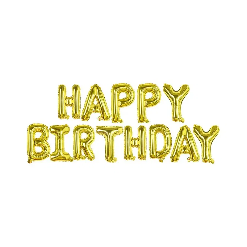 Zestaw balonów napis HAPPY BIRTHDAY złoty 40cm