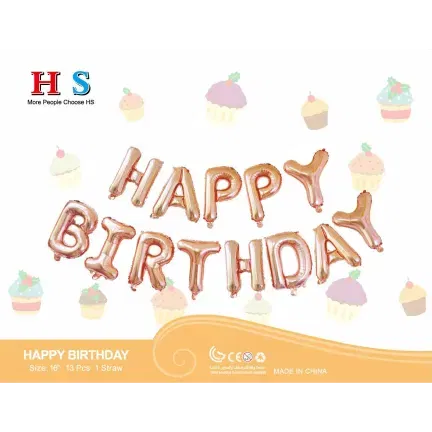 Zestaw balonów napis HAPPY BIRTHDAY rose gold 40cm