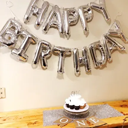 Zestaw balonów napis HAPPY BIRTHDAY srebrny 40cm Zestaw balonów napis HAPPY BIRTHDAY srebrny 40cm
