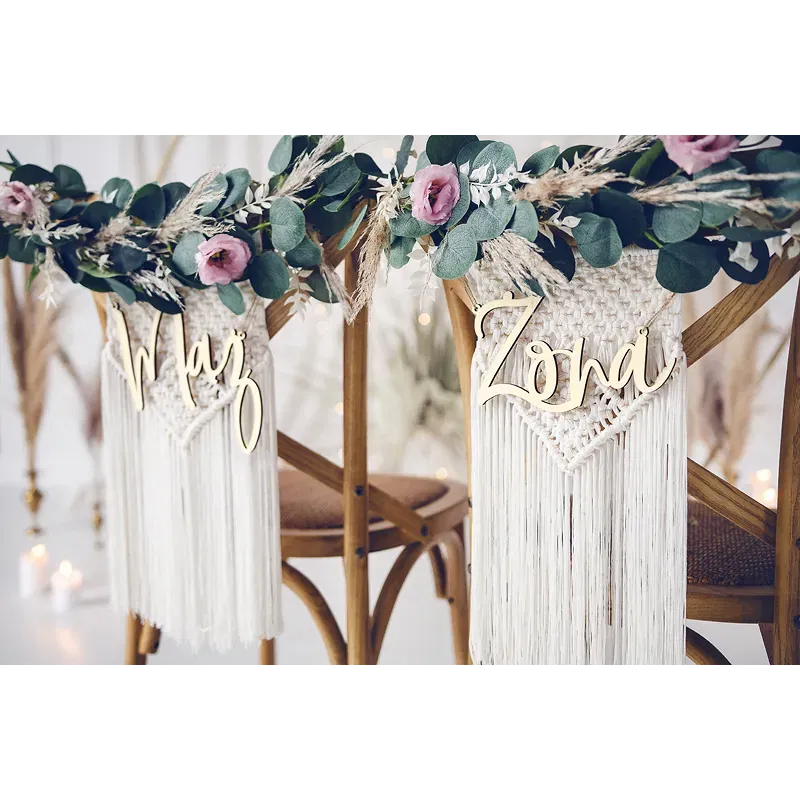 Zawieszki na krzesła - Żona Mąż, naturalne drewno Zawieszki na krzesła - Żona Mąż, naturalne drewno