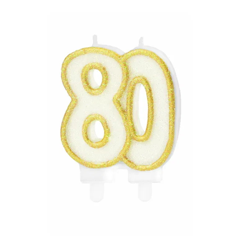 Świeczka cyfra złota 80