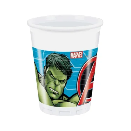 Kubeczki plastikowe urodzinowe Avengers 200ml 8szt. 8
