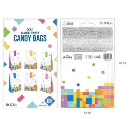 Torebki na cukierki Klocki 6szt. zestaw