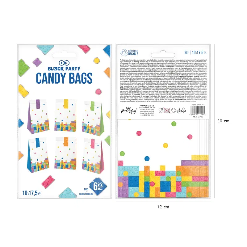 Torebki na cukierki Klocki 6szt. zestaw