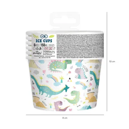Kubek do lodów Dinozaury 6szt. 