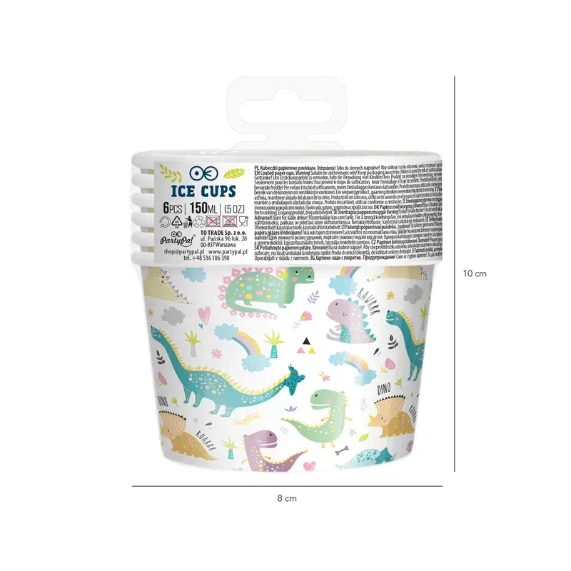 Kubek do lodów Dinozaury 6szt. 