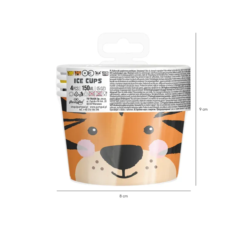 Kubek do lodów Zwierzątka 4szt.