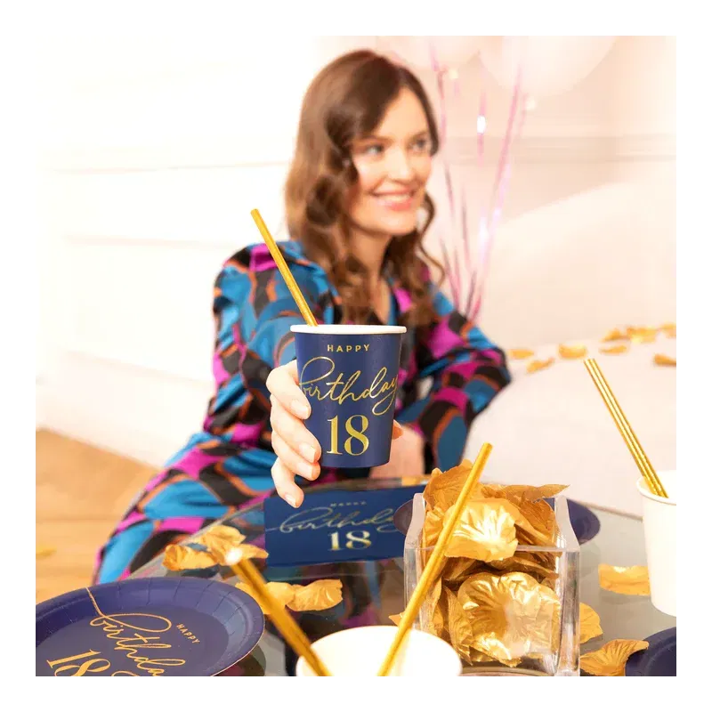 Kubek Happy Birthday 18 granatowy 220ml 6szt.