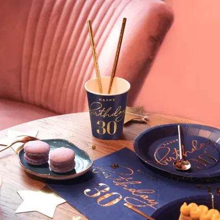 Kubek Happy Birthday 30 granatowy 220ml 6szt. Kubek Happy Birthday 30 granatowy 220ml 6szt.