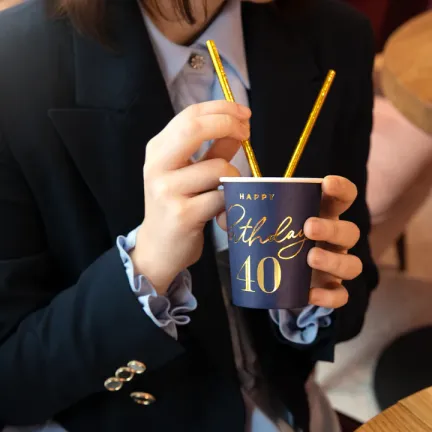 Kubek Happy Birthday 40 granatowy 220ml 6szt.