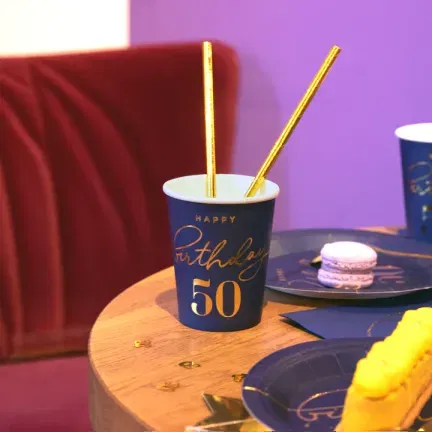 Kubek Happy Birthday 50 granatowy 220ml 6szt.