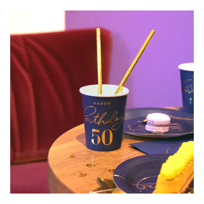 Kubek Happy Birthday 50 granatowy 220ml 6szt.