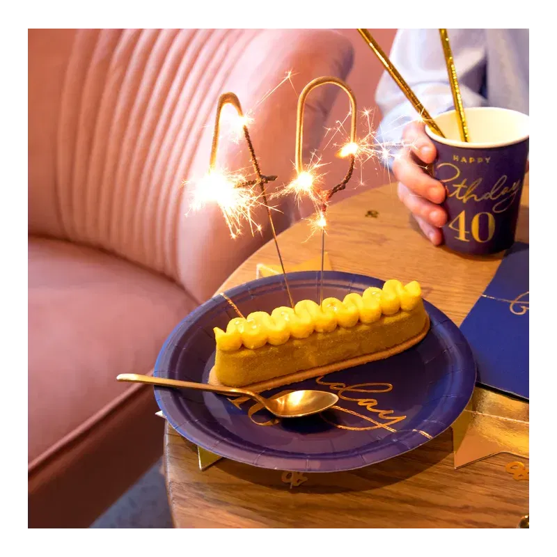 Talerzyk papierowy Happy Birthday 40 granatowy 7cali 6szt. Talerzyk papierowy Happy Birthday 40 granatowy 7cali 6szt.