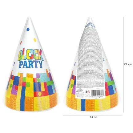 Czapeczki imprezowe Klocki 16x10cm 6szt.