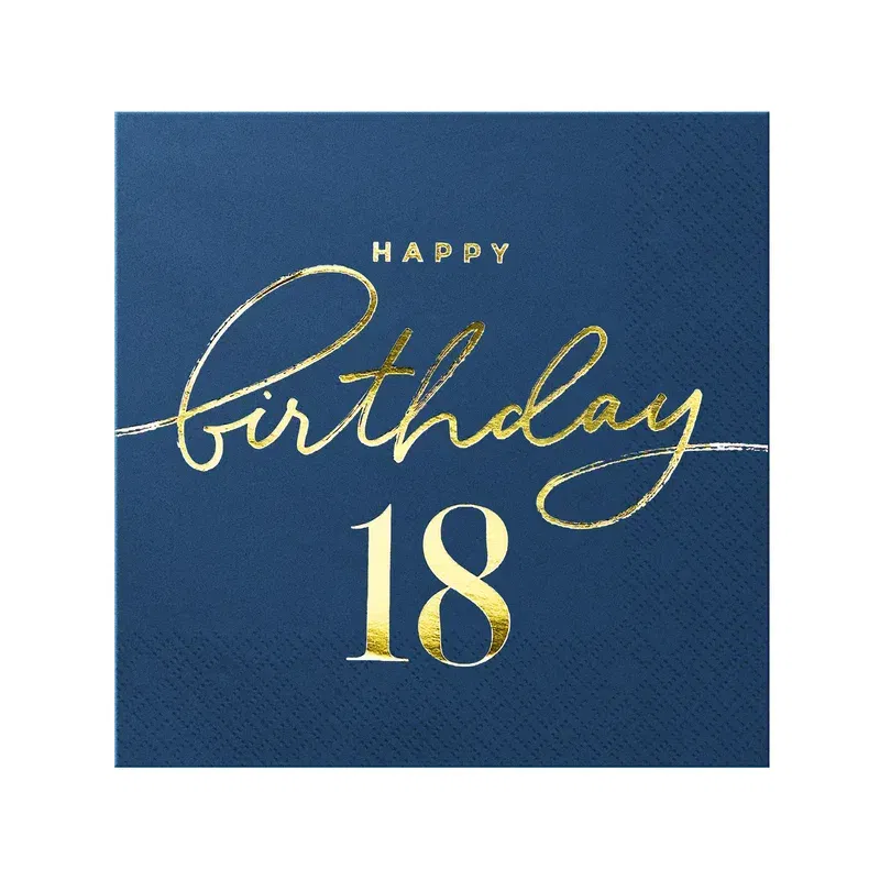 Serwetki Happy Birthday 18 granatowe 10szt.