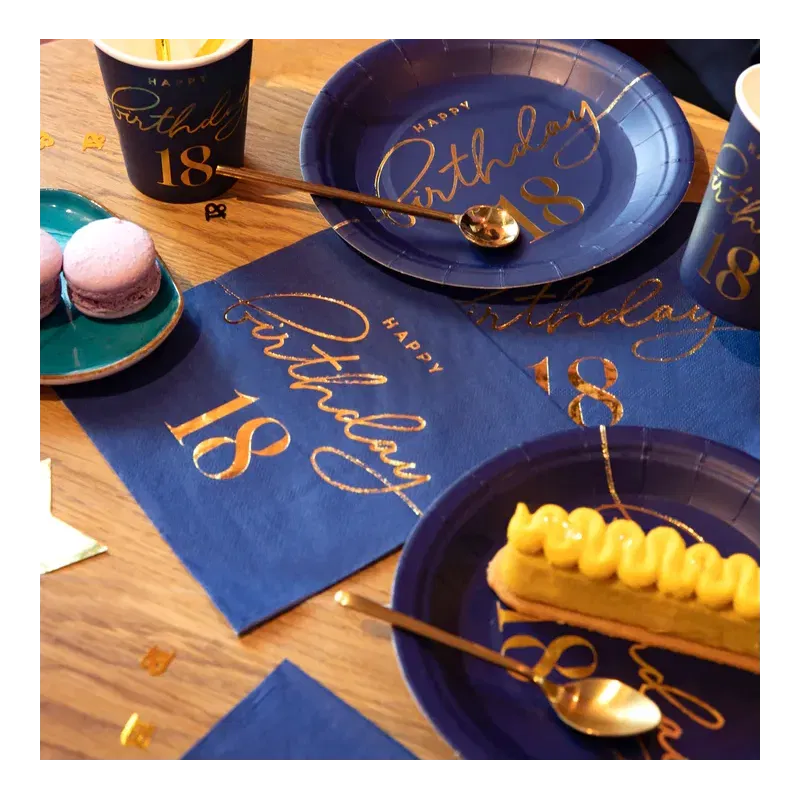 Serwetki Happy Birthday 18 granatowe 10szt.