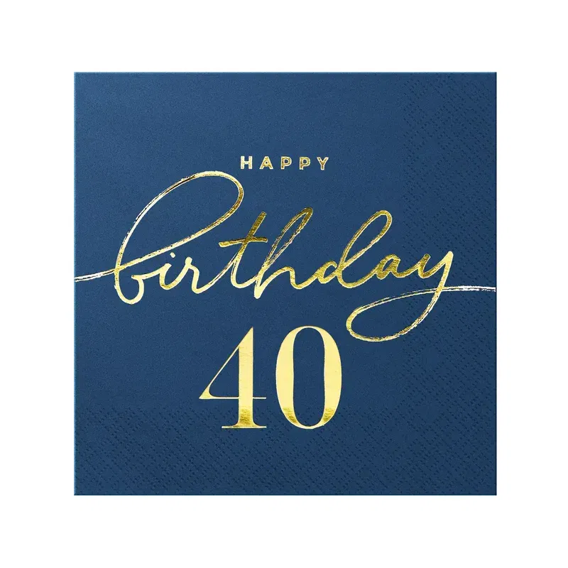 Serwetki Happy Birthday 40 granatowe 10szt.