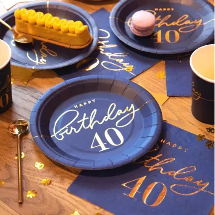 Serwetki Happy Birthday 40 granatowe 10szt. Serwetki Happy Birthday 40 granatowe 10szt.