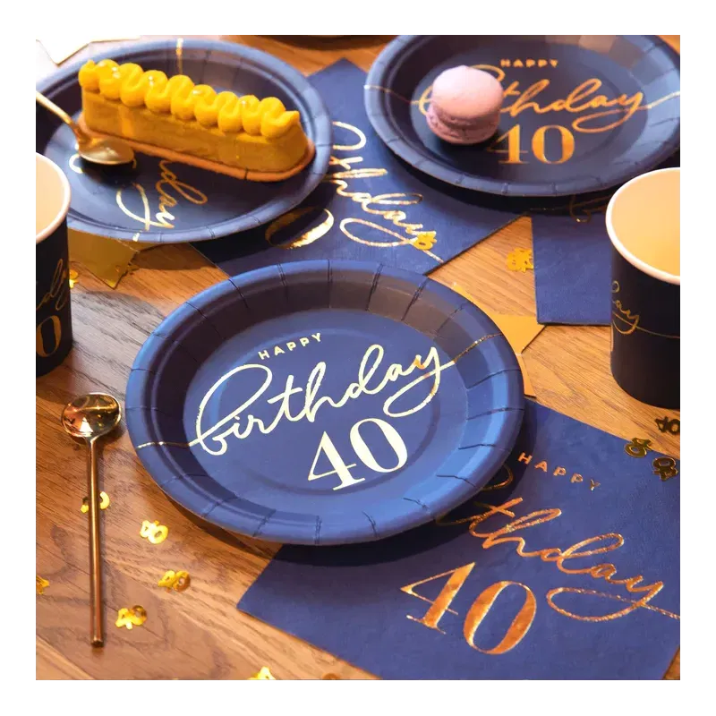 Serwetki Happy Birthday 40 granatowe 10szt. Serwetki Happy Birthday 40 granatowe 10szt.