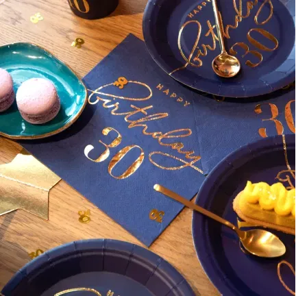 Serwetki Happy Birthday 30 granatowe 10szt. Serwetki Happy Birthday 30 granatowe 10szt.