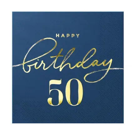 Serwetki Happy Birthday 50 granatowe 10szt.