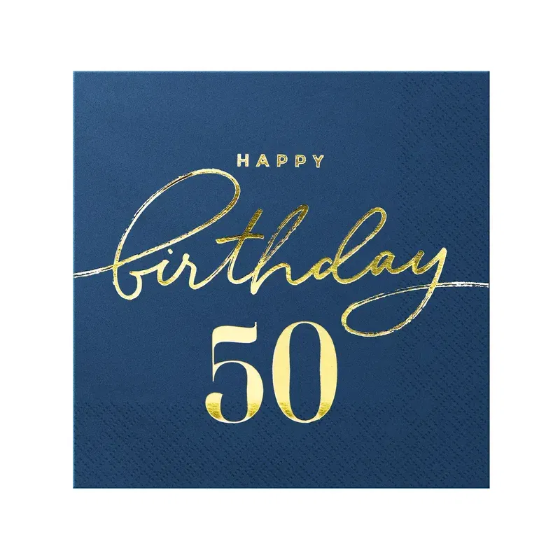 Serwetki Happy Birthday 50 granatowe 10szt.