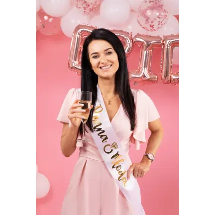 Szarfa na wieczór panieński Panna Młoda biało-złota 160cm