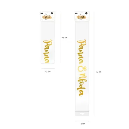 Szarfa na wieczór panieński Panna Młoda biało-złota 160cm