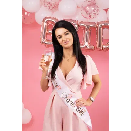 Szarfa Wieczór Panieński biały-różowe złoto 160cm