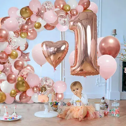 GIRLANDA BALONOWA różowo złota 143 elementy