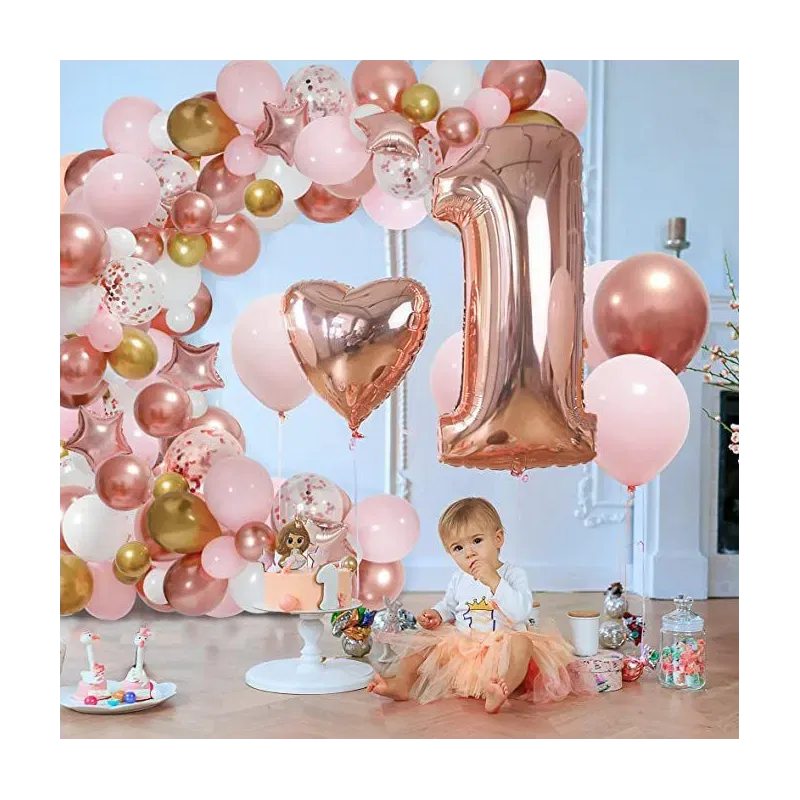 GIRLANDA BALONOWA różowo złota 143 elementy