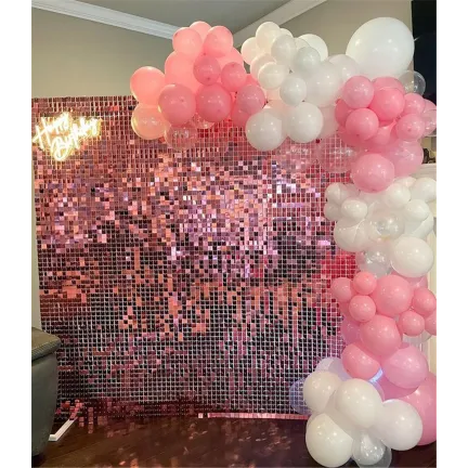 Panel dekoracyjny CEKINOWY różowy 30 x 30 cm