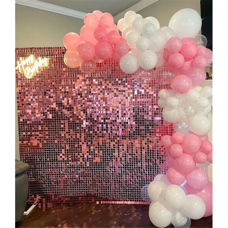 Panel dekoracyjny CEKINOWY różowy 30 x 30 cm