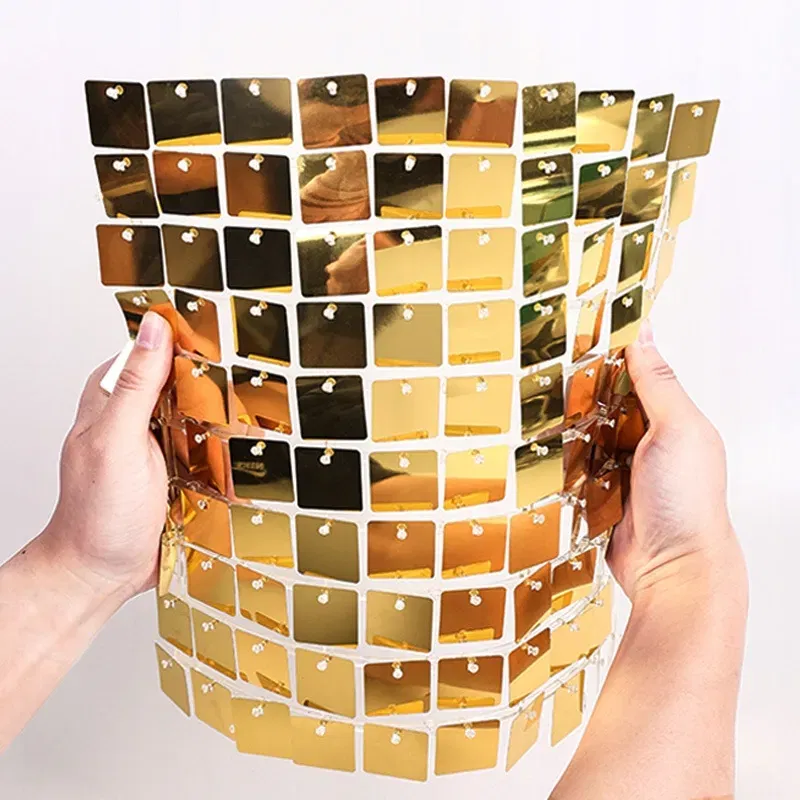 Panel dekoracyjny CEKINOWY złoty 30 x 30 cm