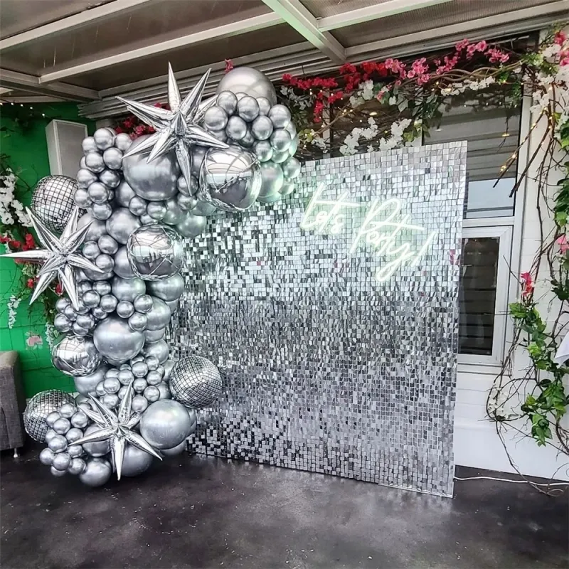 Panel dekoracyjny CEKINOWY srebrny 30 x 30 cm Panel dekoracyjny CEKINOWY srebrny 30 x 30 cm