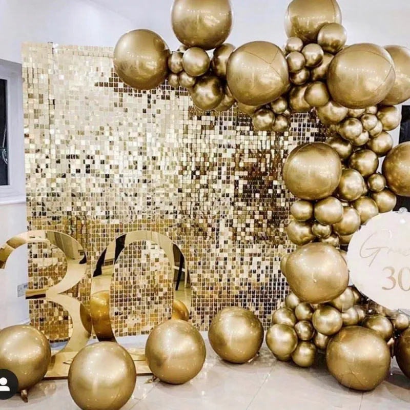 Panel dekoracyjny CEKINOWY jasny złoty 30 x 30 cm