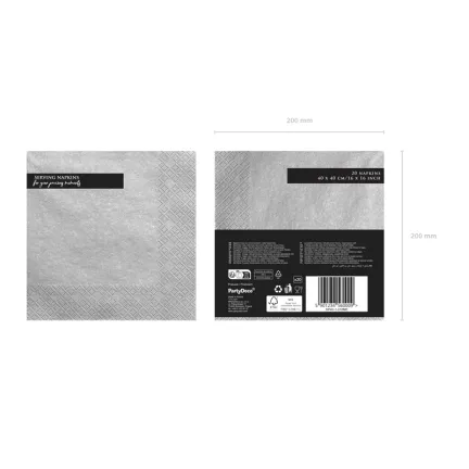 Serwetki srebrne metalizowane 40x40cm/ 20szt. Serwetki srebrne metalizowane 40x40cm/ 20szt.