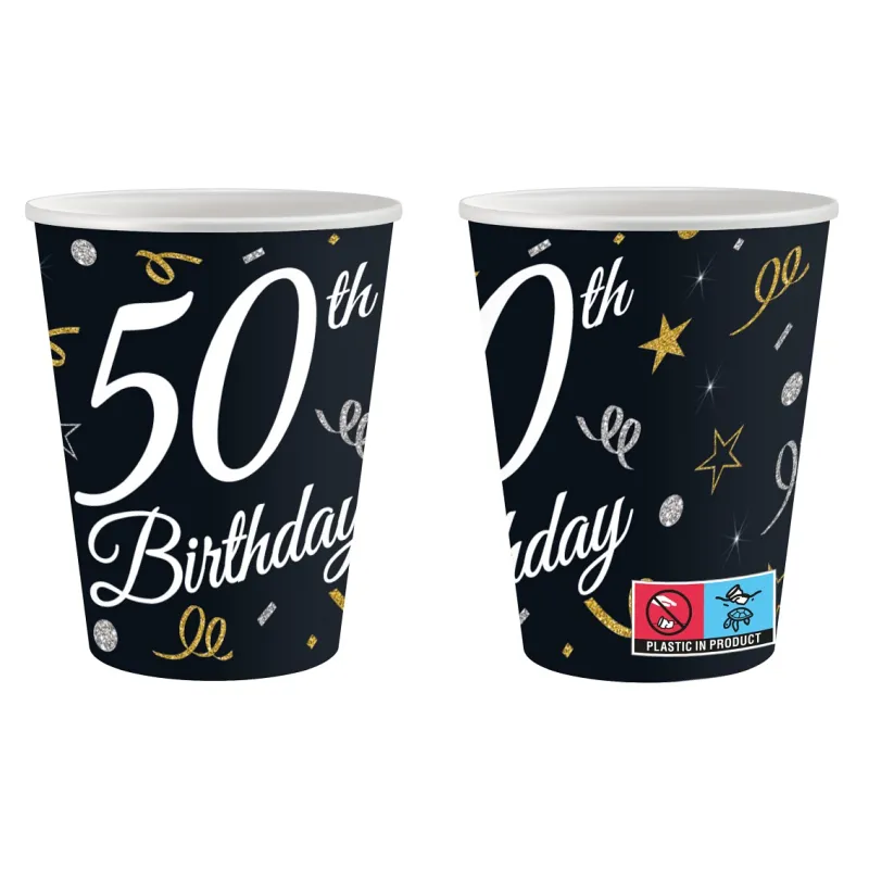 Kubeczki papierowe B&C 50 Birthday, 6 szt.