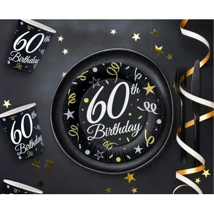 Kubeczki papierowe B&C 60 Birthday, 6 szt. Kubeczki papierowe B&C 60 Birthday, 6 szt.