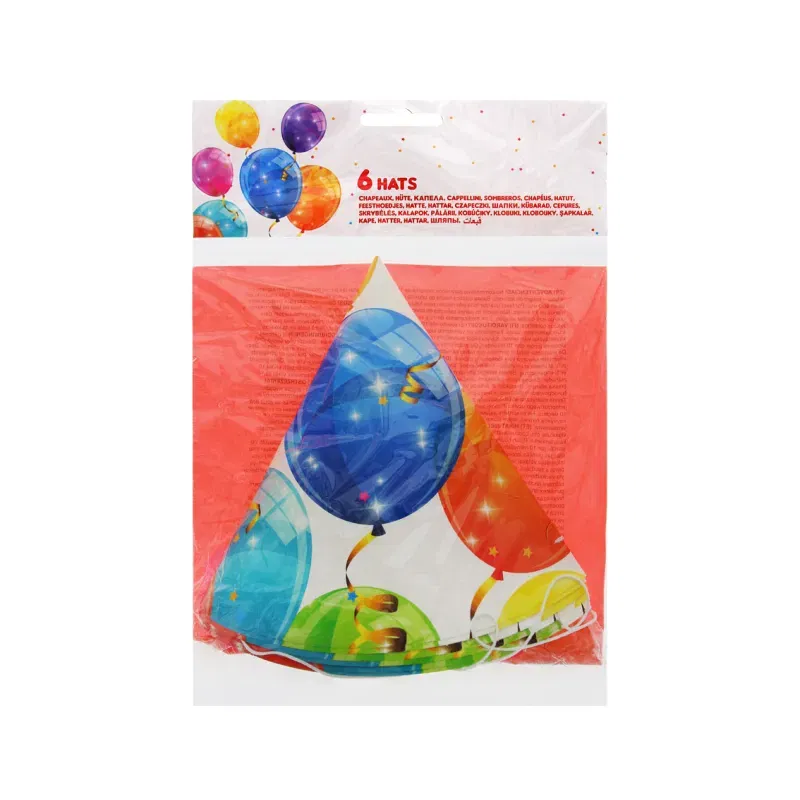 Czapeczki papierowe Sparkling Balloons, 6 szt.