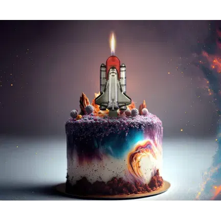 Świeczka na tort, RAKIETA KOSMICZNA, metaliczna Świeczka na tort, RAKIETA KOSMICZNA, metaliczna