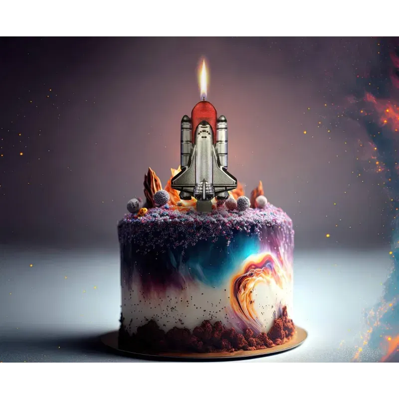 Świeczka na tort, RAKIETA KOSMICZNA, metaliczna Świeczka na tort, RAKIETA KOSMICZNA, metaliczna