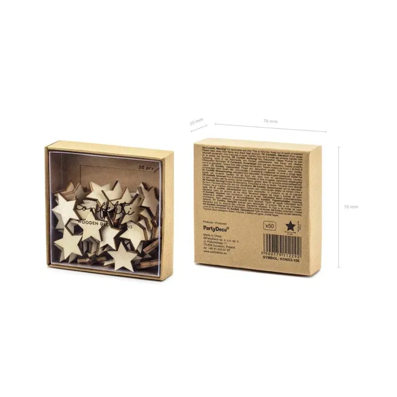 Drewniane konfetti Gwiazdki, 2x2, 50szt. Drewniane konfetti Gwiazdki, 2x2, 50szt.